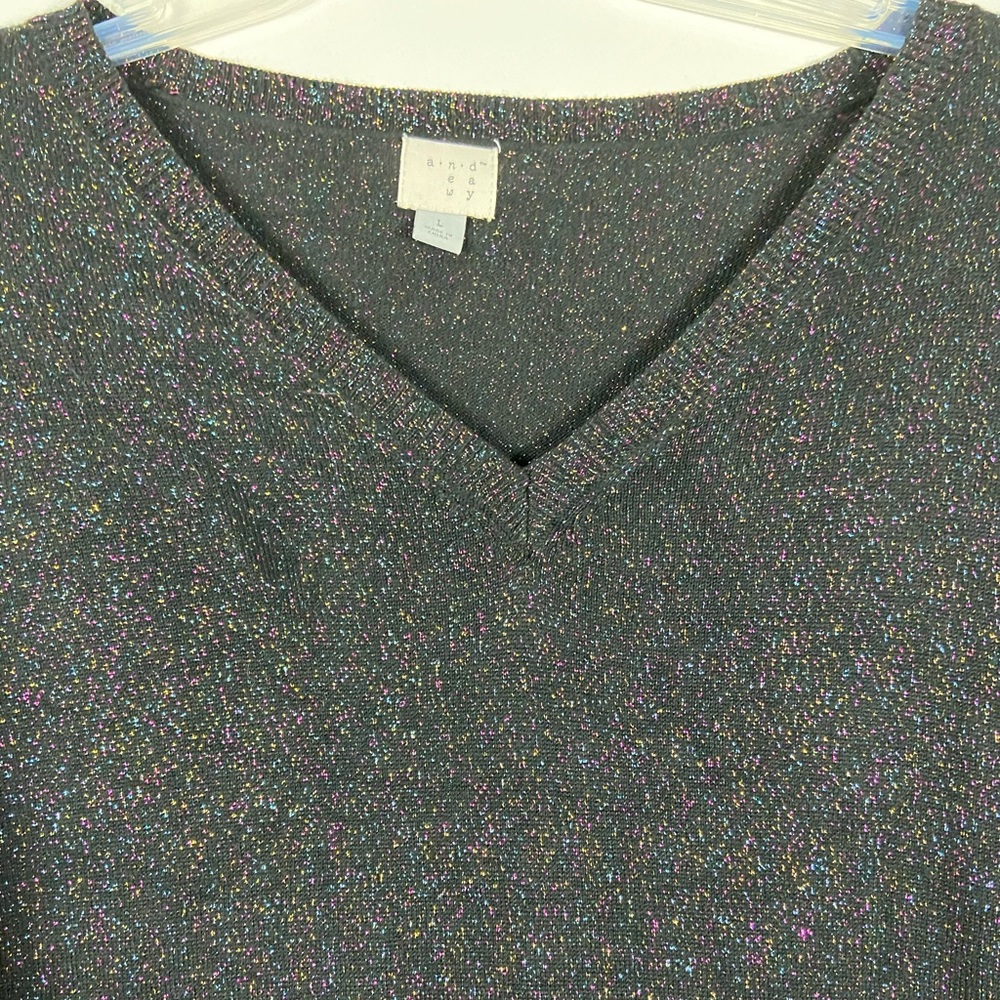 A.n.d. Eway Glittered Black Long Sleeve Tunic L